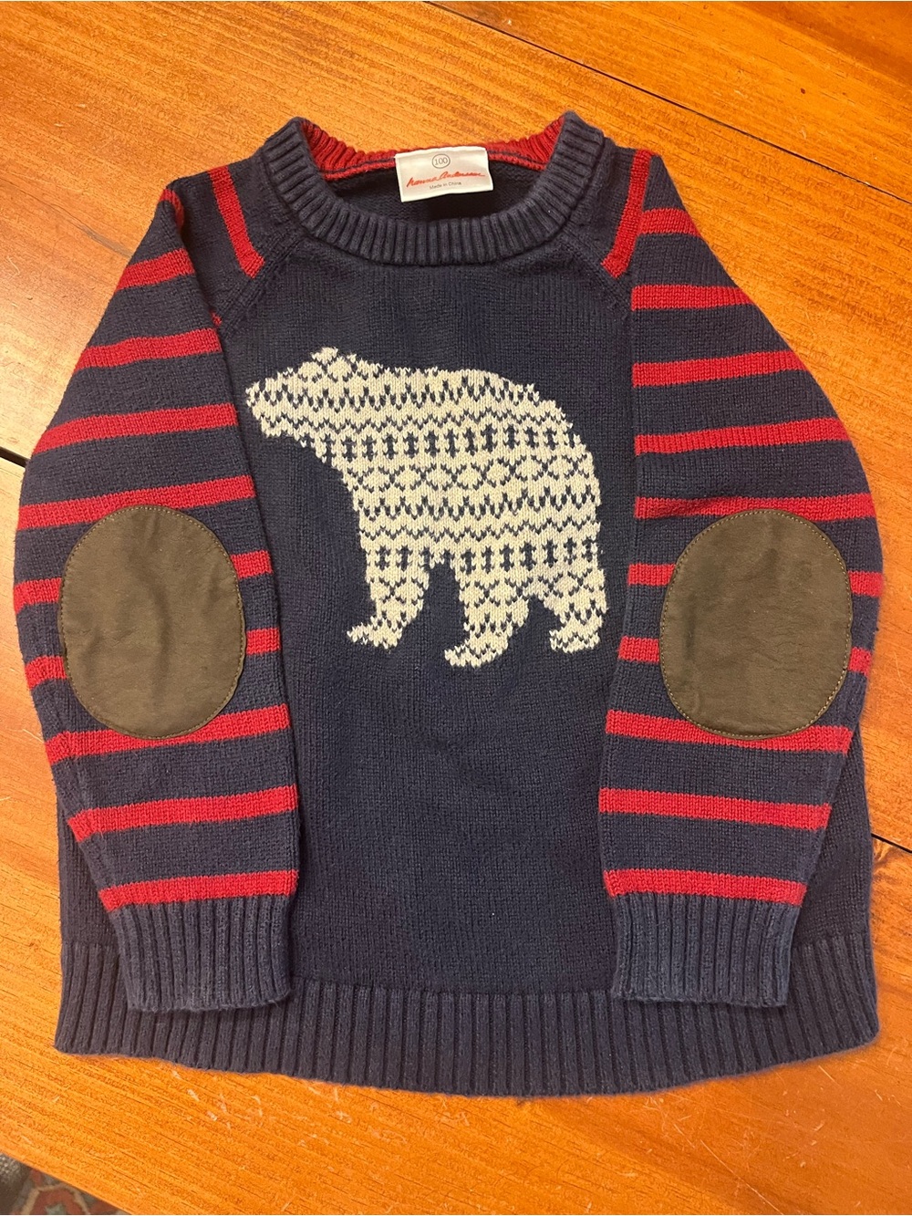 Hanna Andersson Navy Sweater with Red Trim